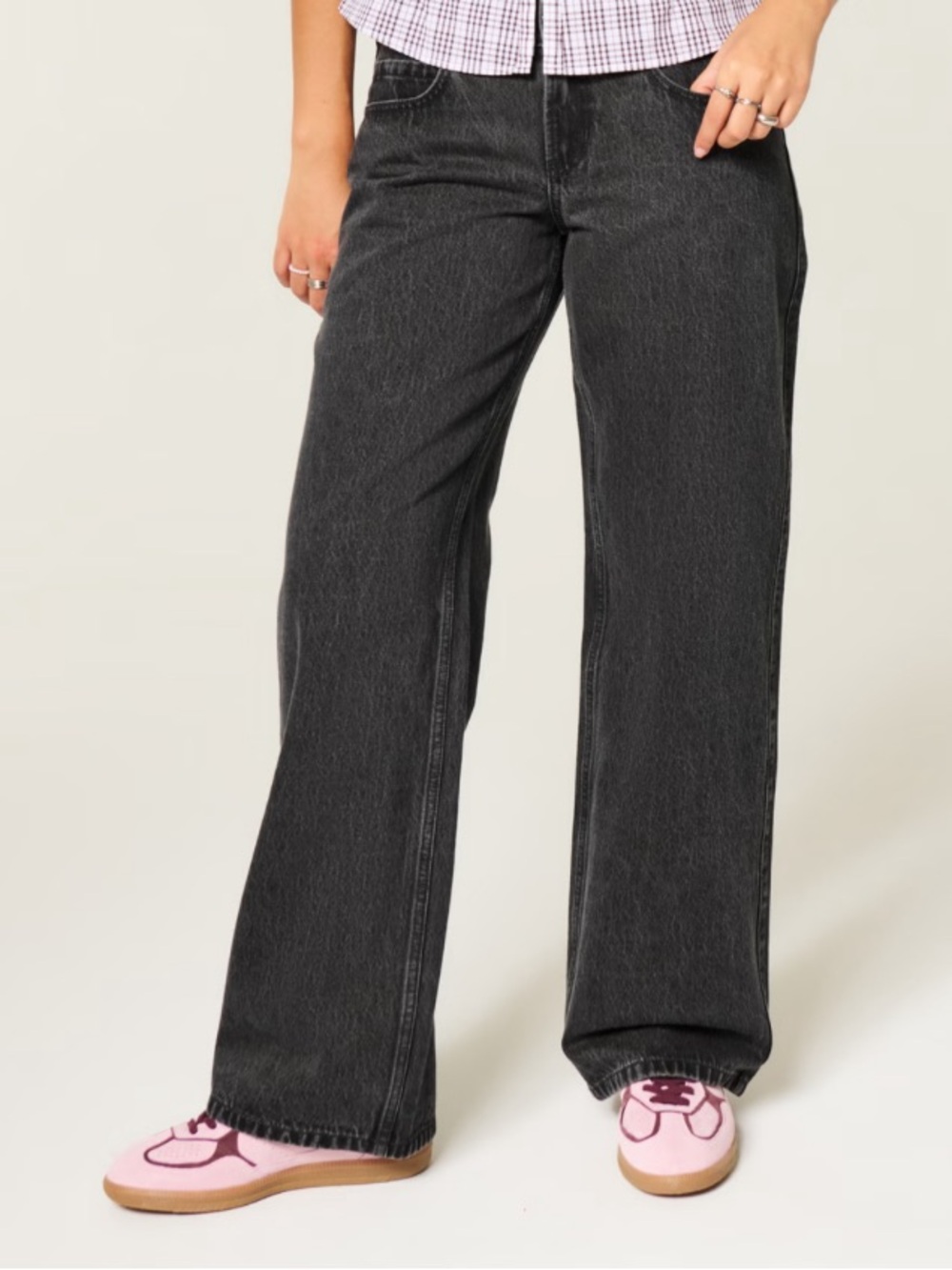 Hollister Washed Black Low-Rise Baggy Jeans Size 2/26 Short Y2K Skater Grunge
